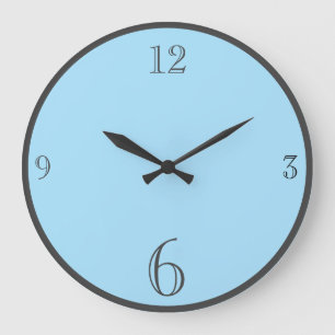 Modern Pastel Blue Solid color Basic minimalist Large Clock
