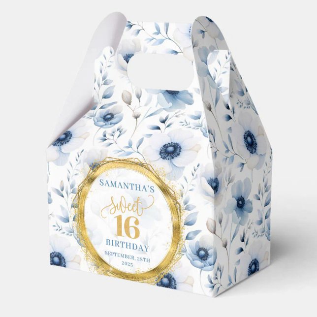 Modern Pastel Blue Sweet 16 Gold Glitter Favor Box (Modern Pastel Blue Sweet 16 Gold Glitter Favor Box)