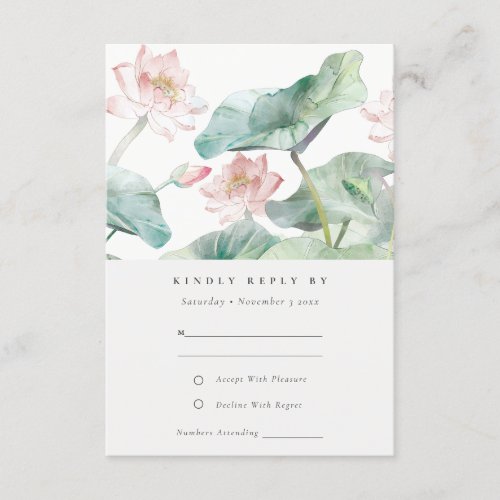 Modern Pastel Blush Waterlily Wedding RSVP Enclosure Card