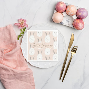 Modern Pastel Bunny Egg Pattern Easter Blessings Napkins