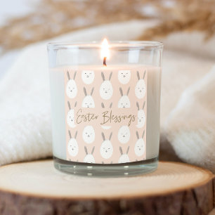 Modern Pastel Bunny Egg Pattern Easter Blessings Square Sticker