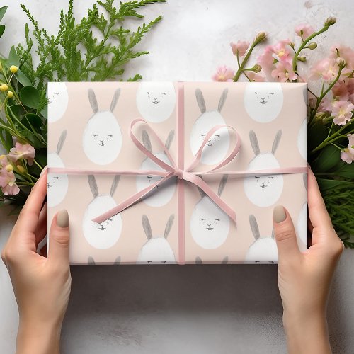 Modern Pastel Bunny Egg Pattern  Easter Blessings Wrapping Paper