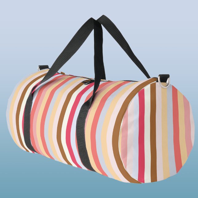 Modern Pastel Candy Stripe Duffle Bag (Modern fun pastel awning stripe pattern duffel bag)