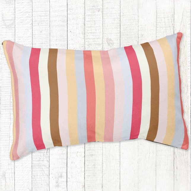Modern Pastel Candy Stripe Pet Bed (Pastel striped pet bed)