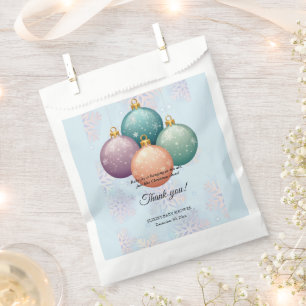 Modern Pastel Christmas Ornament Baby Shower Favor Bag