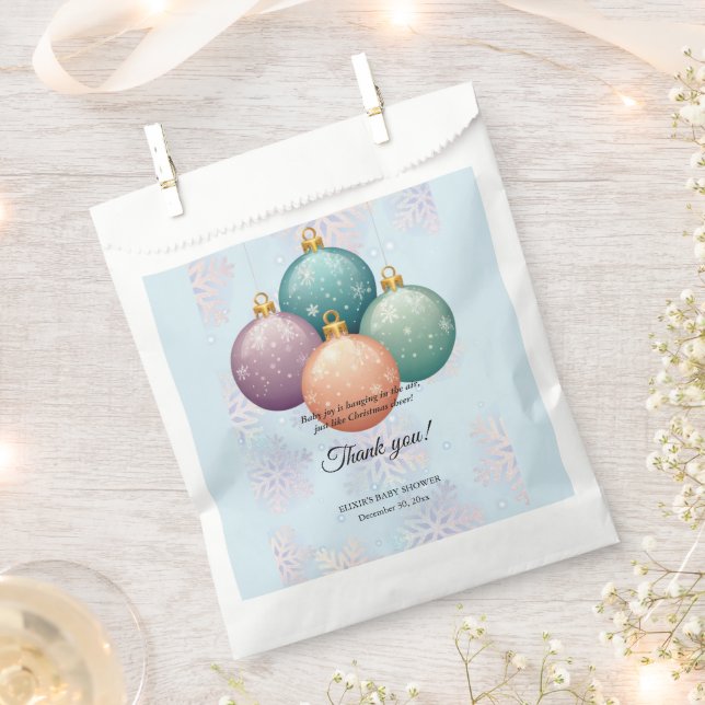 Modern Pastel Christmas Ornament Baby Shower Favor Bag (Clipped)