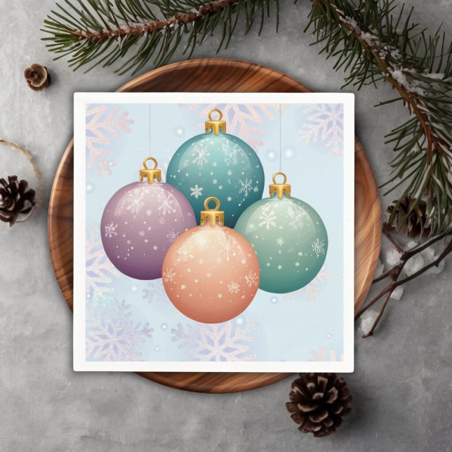 Modern Pastel Christmas Ornament Baby Shower Napkins (Creator Uploaded)