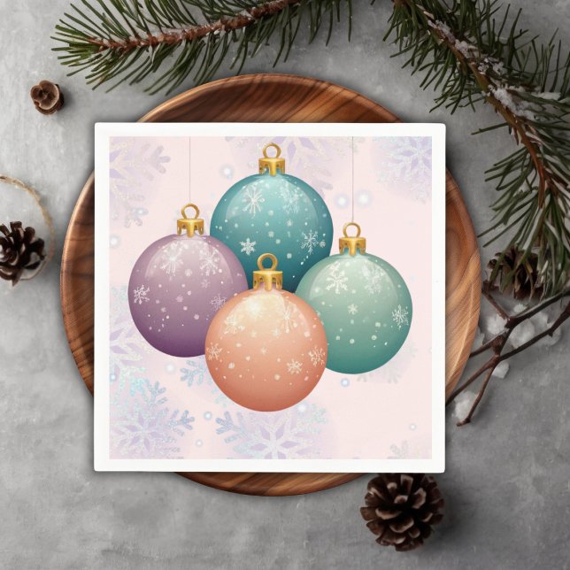 Modern Pastel Christmas Ornament Baby Shower Napkins (Creator Uploaded)