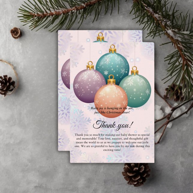 Modern Pastel Christmas Ornament Baby Shower Thank You Card (Creator Uploaded)