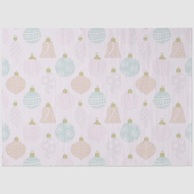 Modern Pastel Christmas Ornaments Pink Christmas Tissue Paper (Front)