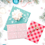 Modern pastel Christmas snow plaid dots pattern Wrapping Paper Sheets<br><div class="desc">Modern pastel Christmas snow plaid dots pattern with red,  pink and turquoise colors.</div>