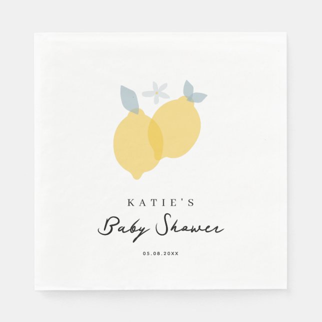 Modern Pastel Citrus Lemons Baby Shower  Napkins (Front)