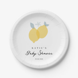 Modern Pastel Citrus Lemons Baby Shower  Paper Plates