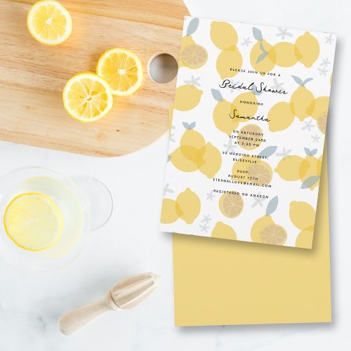 Modern Pastel Citrus Lemons Bridal Shower Invitation