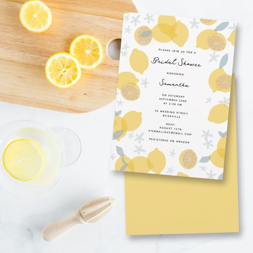Modern Pastel Citrus Lemons Bridal Shower Invitation