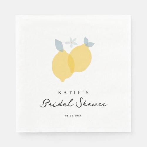 Modern Pastel Citrus Lemons Bridal Shower  Napkins