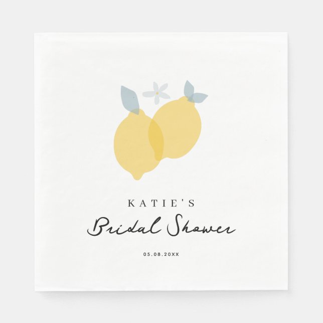 Modern Pastel Citrus Lemons Bridal Shower  Napkins (Front)