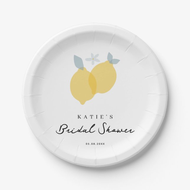 Modern Pastel Citrus Lemons Bridal Shower  Paper Plates (Front)
