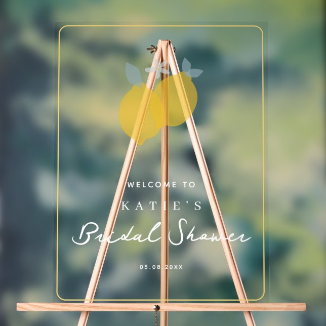 Modern Pastel Citrus Lemons Bridal Shower Sign (Neutral)