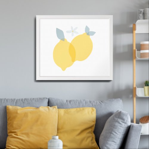 Modern Pastel Citrus Lemons  Framed Art