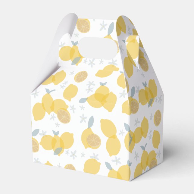 Modern Pastel Citrus Lemons Pattern Favor Boxes (Front Side)