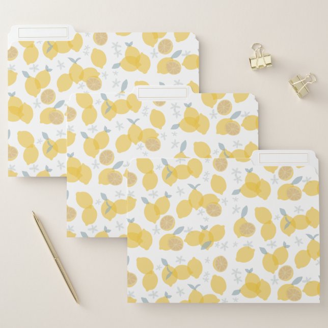 Modern Pastel Citrus Lemons Pattern File Folder (Set)