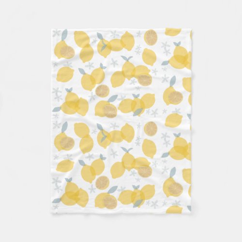 Modern Pastel Citrus Lemons Pattern Fleece Blanket