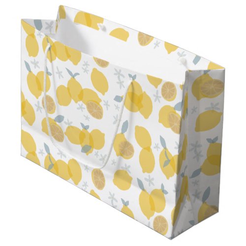 Modern Pastel Citrus Lemons Pattern Large Gift Bag