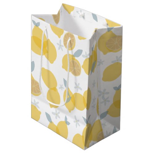 Modern Pastel Citrus Lemons Pattern Medium Gift Bag
