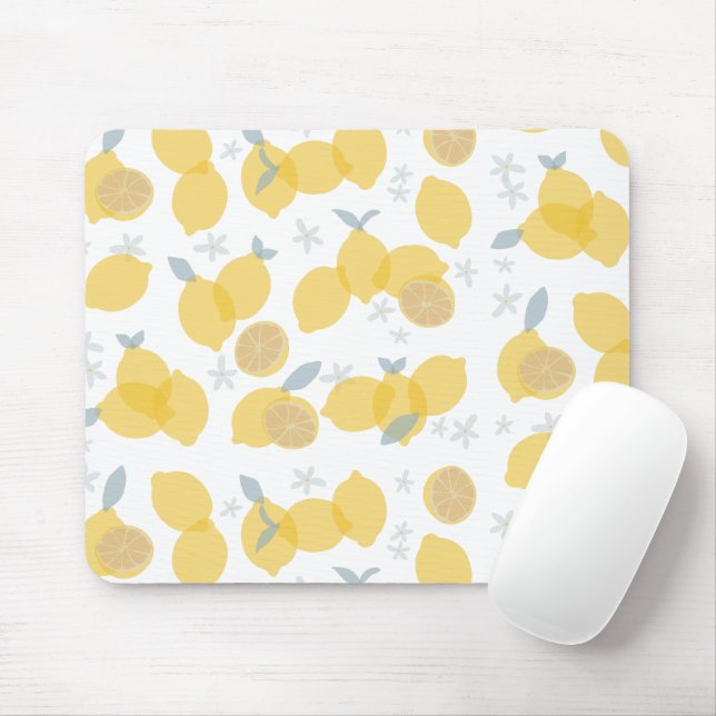 Modern Pastel Citrus Lemons Pattern Mouse Pad (With Mouse)