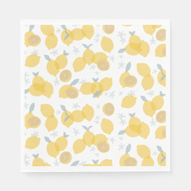 Modern Pastel Citrus Lemons Pattern Napkins (Front)