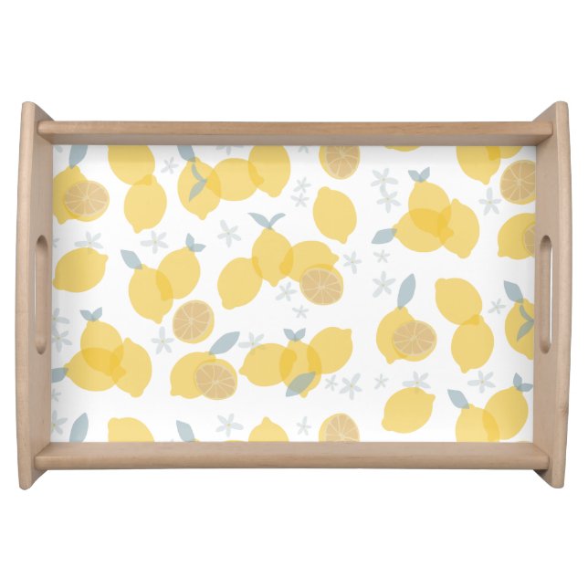 Modern Pastel Citrus Lemons Pattern Serving Tray (Front)