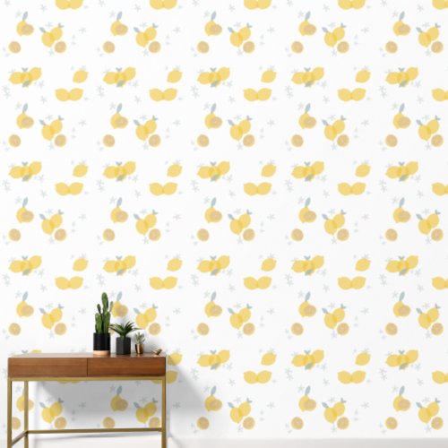 Modern Pastel Citrus Lemons Pattern Wallpaper