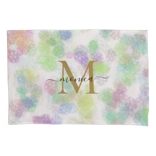 Modern Pastel Color Abstract Pattern Monogram Name Pillow Case