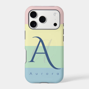 Modern Pastel Color Block Initial & Custom Name iPhone 17 Pro Case