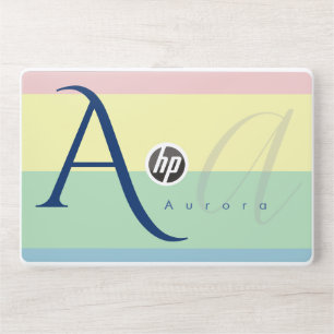 Modern Pastel Color Block Initial & Custom Name HP Laptop Skin