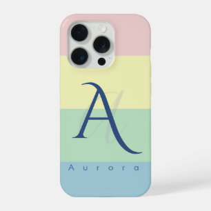 Modern Pastel Color Block Initial & Custom Name iPhone 15 Pro Case