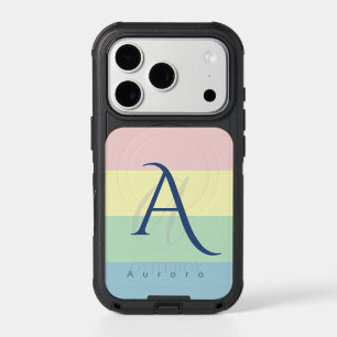 Modern Pastel Color Block Initial & Custom Name iPhone 17 Pro Case