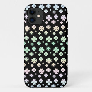 Modern Pastel Color Shamrock Pattern on Black iPhone 11 Case