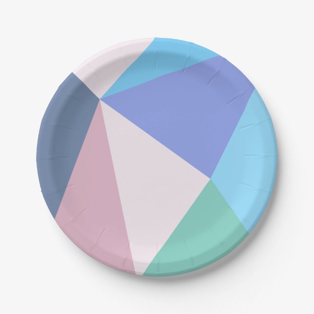 Modern pastel color triangle Paper Plate (Front)