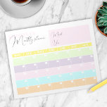 Modern Pastel Colored Calendar Monthly Planner  Notepad<br><div class="desc">With this personalized pastel colored monthly planner notepad,  you can keep track of every important task you have for the month. The design consists of a monthly calendar in which you can enter the month,  year and date in the corresponding blank field. The text is fully customizable.</div>