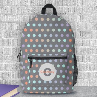 Modern Pastel Colored Polka Dot Pattern on Gray