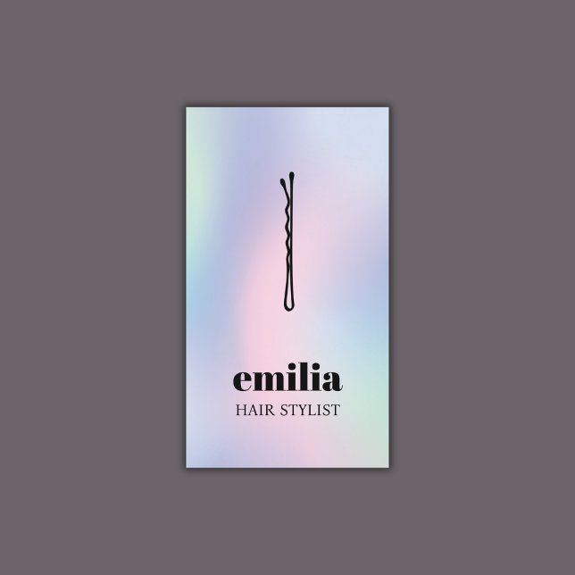 Modern Pastel Colorful Black Hair Pin Salon Business Card (Creator Uploaded)
