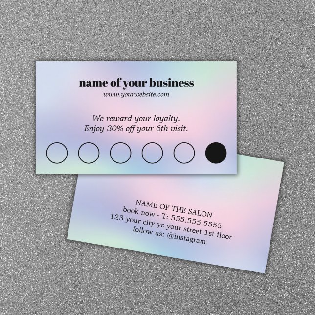 Modern Pastel Colorful Bold Beauty Salon Loyalty Card (Creator Uploaded)