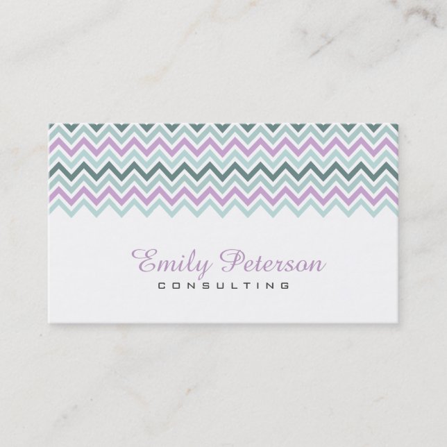 Modern Pastel Colorful Chevron Pattern Business Card (Front)