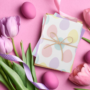 Modern Pastel Colorful Egg Pattern Easter Wrapping Paper Sheets