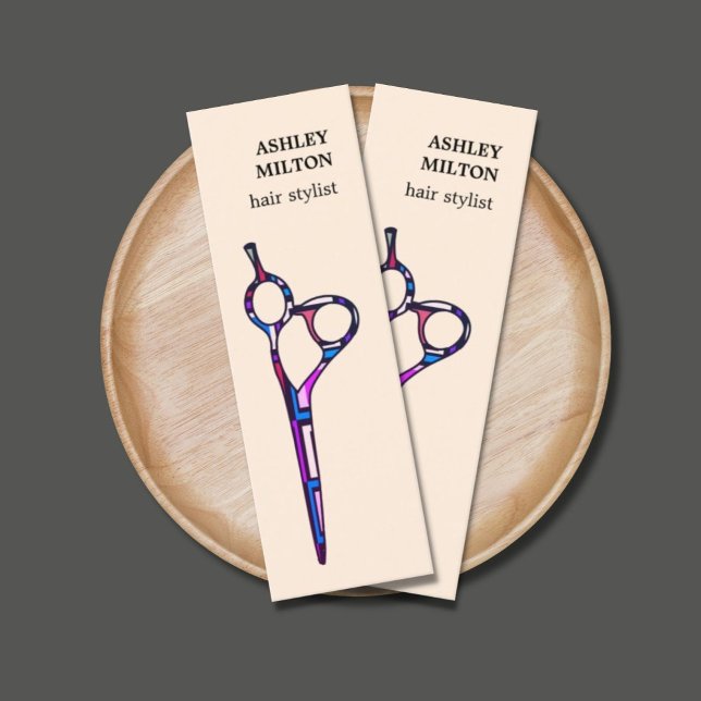 Modern Pastel Colorful Scissors Hairdresser Mini Business Card (Creator Uploaded)