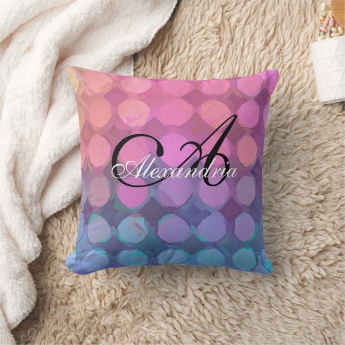 Modern Pastel Colors Abstract Circle Watercolor Throw Pillow