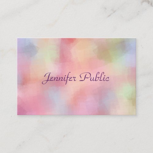 Modern Pastel Colors Calligraphy Script Template Business Card