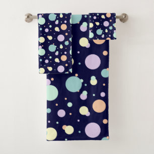 Modern Pastel Colors Circles Pattern Bath Towel Set